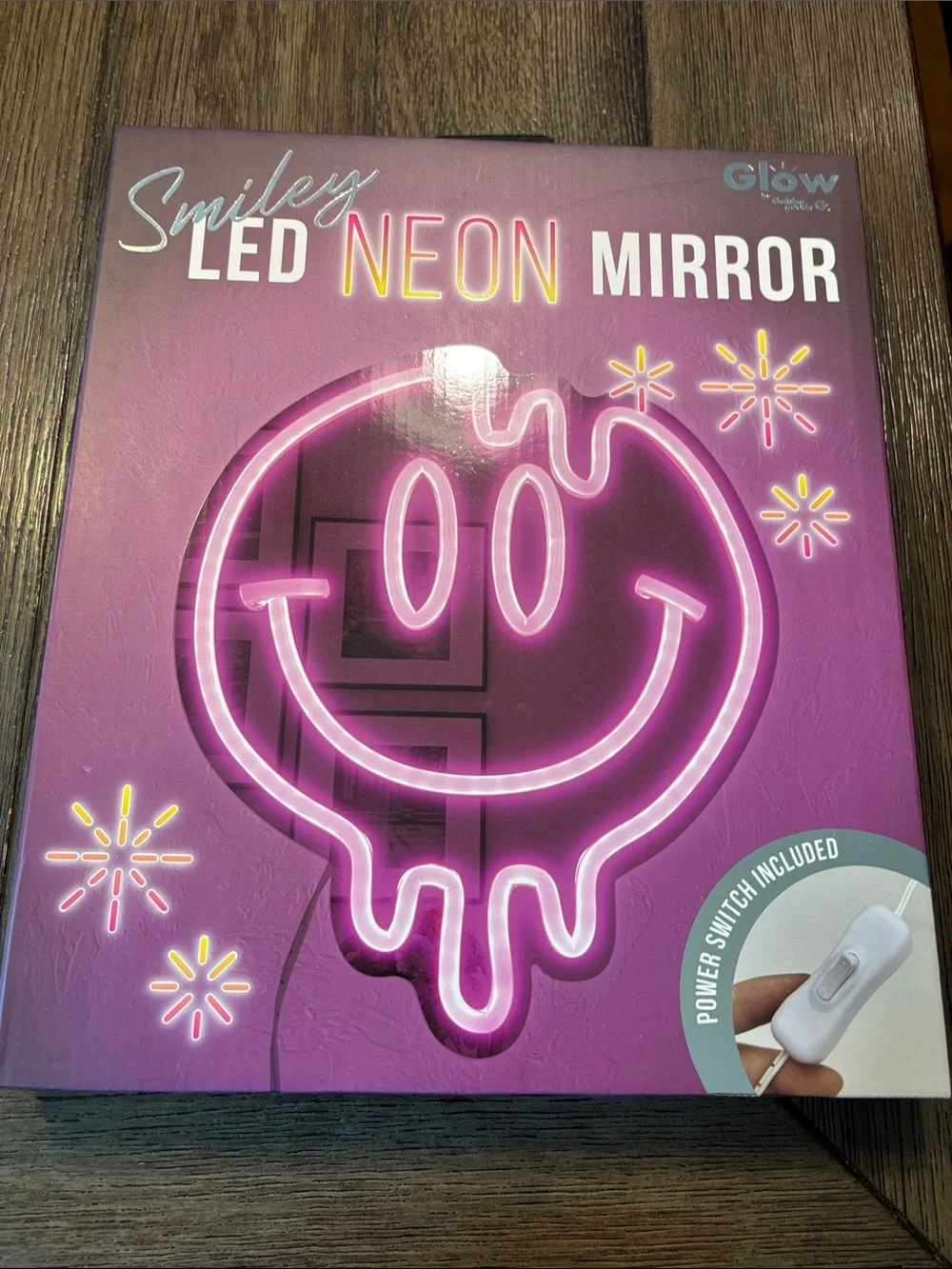 Smiley LED Neon Mirror - Pink Glow